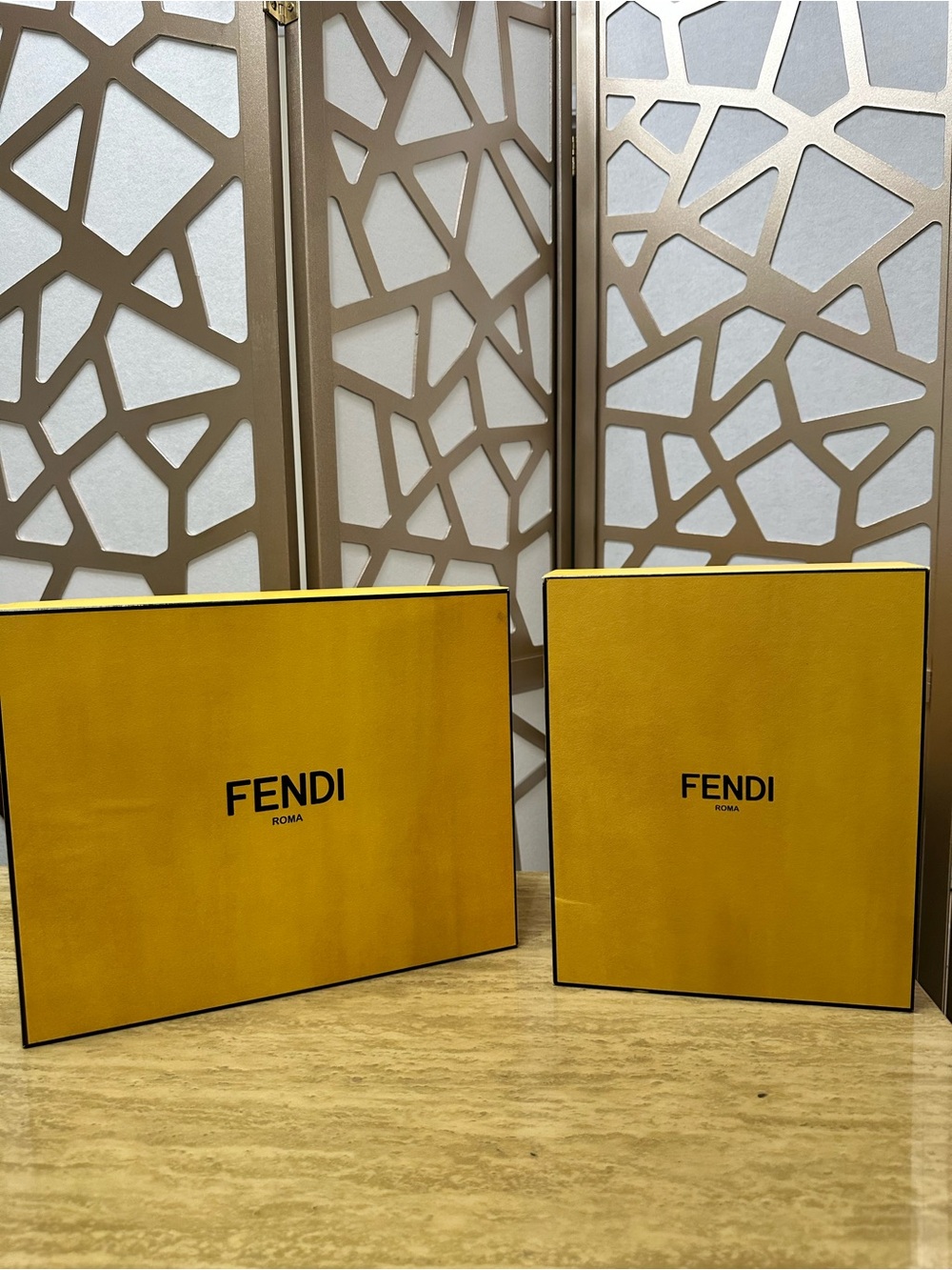 Fendi Yellow Logo Gift Boxes - Pair